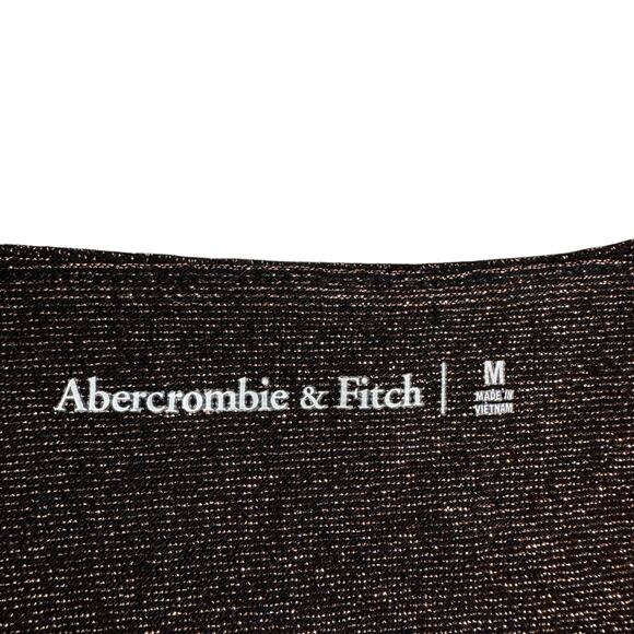 Abercrombie & Fitch Metallic Long Sleeve V-Neck Bodysuit Black Bronze Medium - Picture 8 of 10